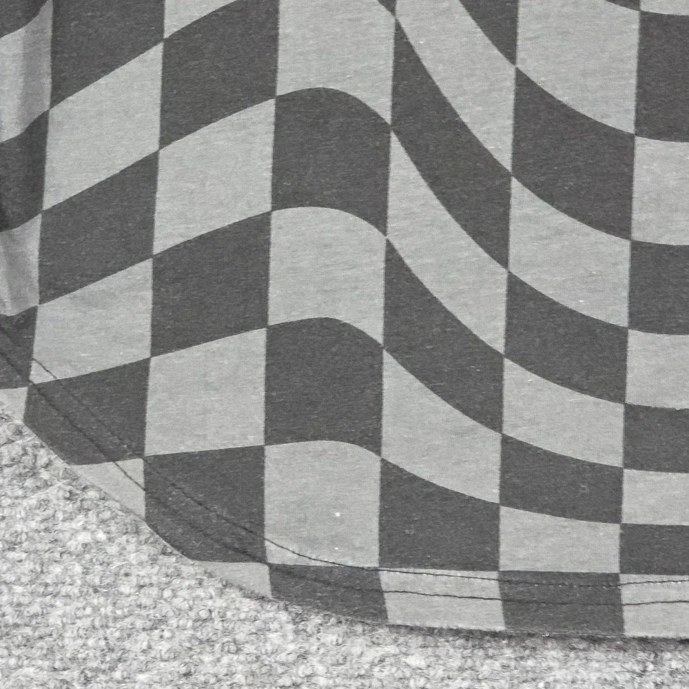 Fortnite Boys Size L 10/12 T-Shirt Grey Black Warped Checkerboard Graphic Tee